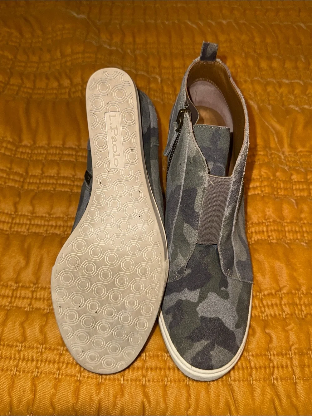 Paolo Green Camo Wedge Slip-On Sneakers